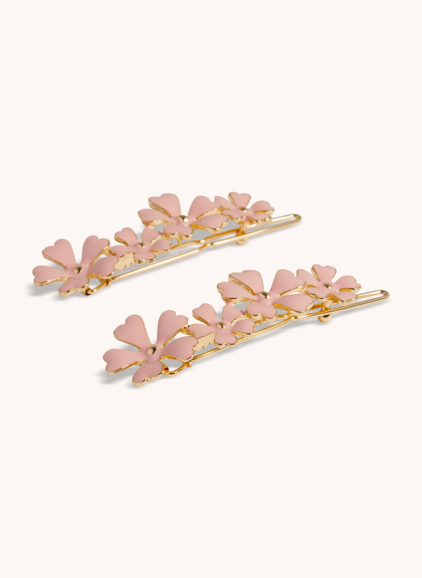 Flower Enamel Clips - Color: Pink Rose